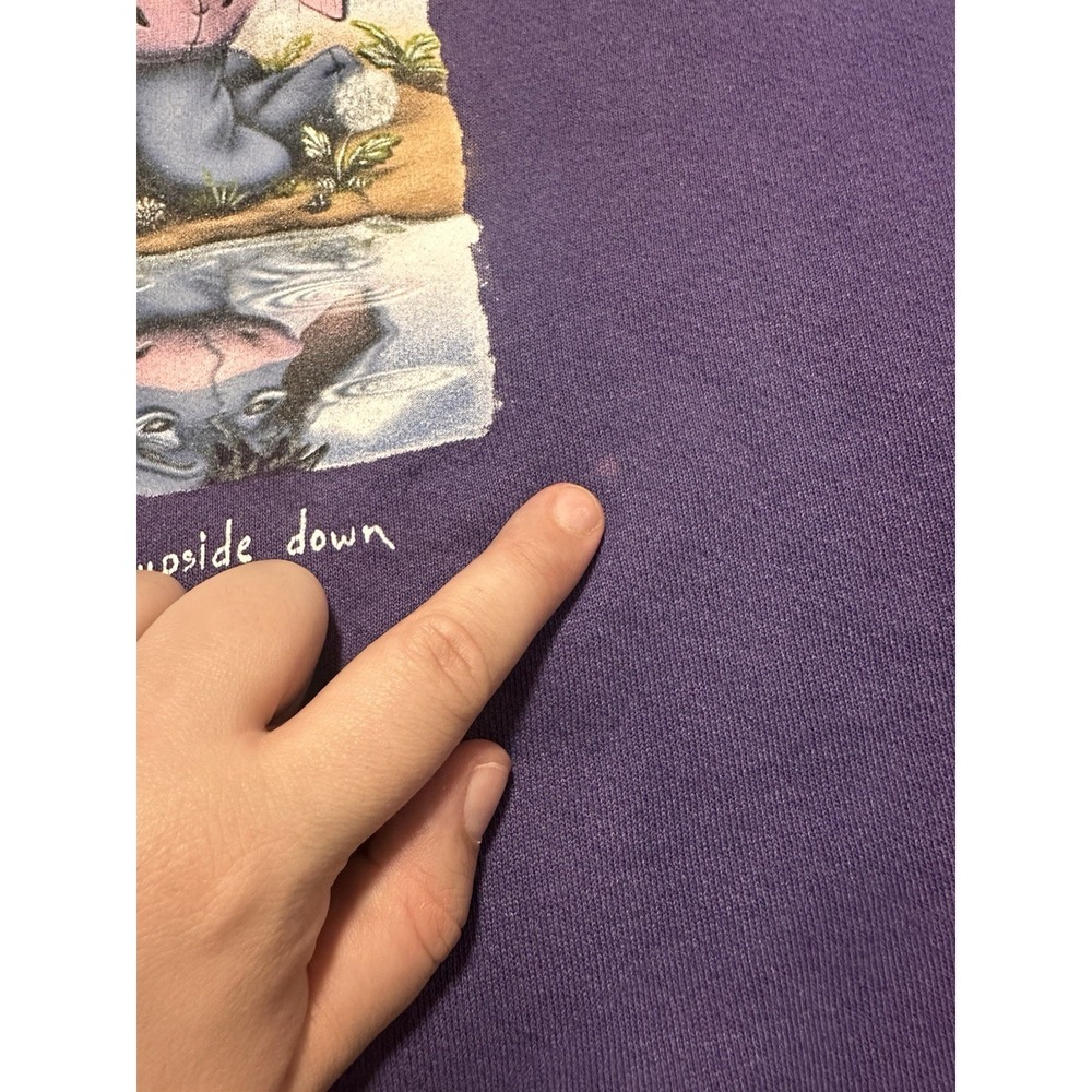 VTG Disney Store Eeyore Sweatshirt Size XL Purple Smile is a Frown Upside Down - Picture 3 of 9